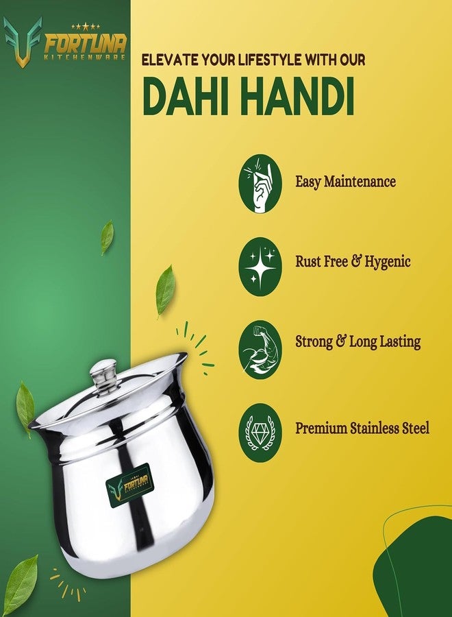Fortuna Kitchenware, 400ml, 20 Gauge Stainless Steel Dahi Handi | Stainless Steel Handi for Kitchen (Matte, 400ml) - Image 3